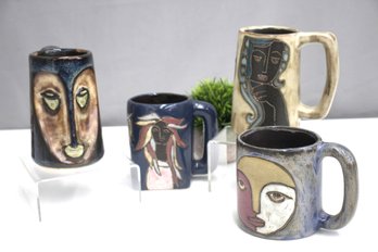 Set Of Four(4) Mexico Pottery Mugs