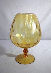 'Amber Glass Snifter With Honeycomb Optic Pattern'