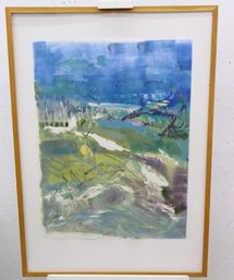Abstract Landscape Color Serigraph, Signed LL And Frames