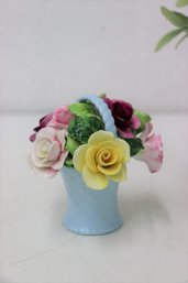 Adderely Floral Bone China Flowers In A Basket Figurine #F824