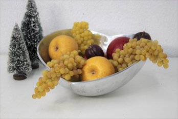 Polished Aluminum Deep Heart Fruit Bowl, Made In India