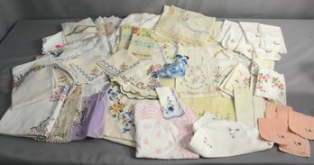 Giant Group Lot Of Vintage Embroidered Napkins Etc.