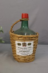 Vintage Spanish Rose Large Format (1 Gallon) Wine Bottle Wrapped In Wicker Weave