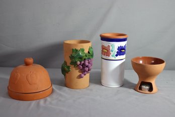 Terracotta Group Lot -2 Wine Cooler, Garlic Roaster, Oil Burner