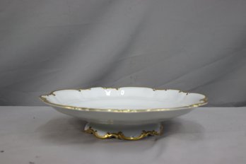 Vintage Hutschenreuther 'sylvia' Bavarian Gold Edge Porcelain Pedestal Platter