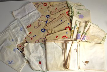 Group Lot Of Vintage Napkins And Tablecloth