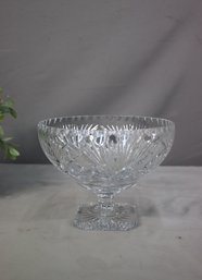 Vintage Waffle And Sheaf Cut Glass Footed Centerpiece Bowl