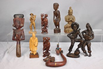 Group Lot Of Folk Art And Ethnic Tribal Art Figurines