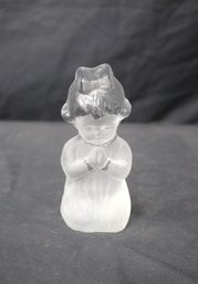Vintage Viking Crystal And Frosted Glass Figurine Little Girl Saying Her Prayers