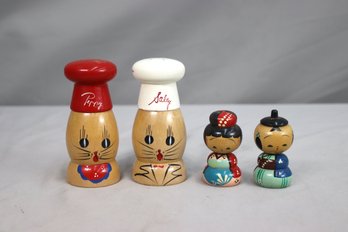 Two Pairs Of Cute Figural Salt & Pepper Shaker Sets