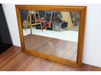 Lovely Simple Natural Stained Wood Frame And Mirror (stamped On Reverse: No 16 Or 30 Mirror)