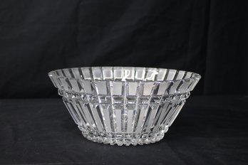 Vintage Hand-Cut Russian (USSR) Crystal Oval Bowl With Grid In Baguettes And Squares