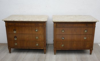 Pair Of End Tables With Marble Tops