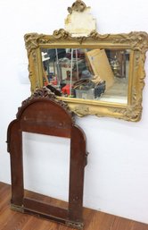 Crested Regal Rectangular Gilt Gesso Wall Mirror (Crest Has Gesso Loss And Cracks) AND MIRROR FRAME