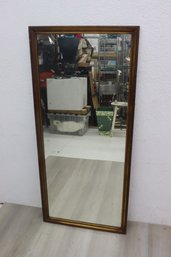 Vintage Distressed Wood Frame Half Length Wall Mirror