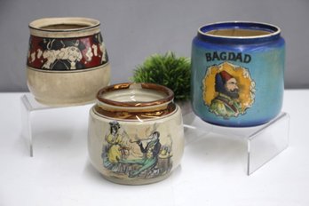 Three (3) Vintage Pottery Tobacco Jars- No Tops