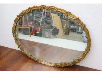 Oval Wall Mirror In Acanthus Scroll Gilt Gesso Frame (section Of Frame Decoration Missing On Bottom)