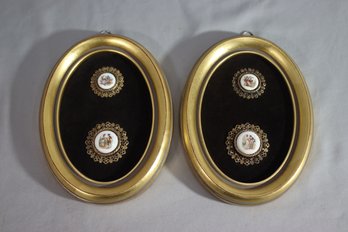 Two Oval Wall Plaques From The Salem Collection With Porcelain Brooch Medallions