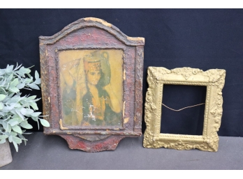 Two Vintage Ornate Heavily Painted Picture Frames