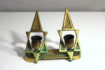 60, Vintage Brass Shabbat Candlesticks, Judaica