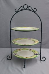 Three Tier Wrought Iron Plate Stand