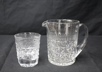 Crystal Cut Pitcher And Tumbler Set-Classic Diamond