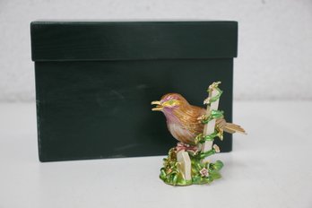 Joan Rivers Flights Of Fantasy Keepsake Box Enamel Metal Bird Trinket Box In Original Box