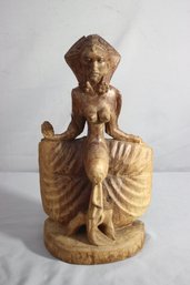 Vintage Wooden  Sculptures Of A Pregnant Woman