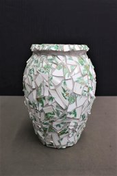 Signed Hewell's Pottery Pique Assiette Mosaic Vase