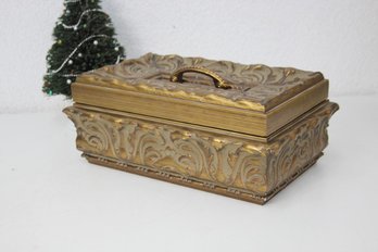 French Rococo Style Casket Dresser Box, Cast And Painted Plaster Over Wood
