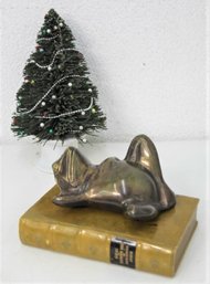 SF Bay Trading Co Bronze Frog Laying On Book Sculpture