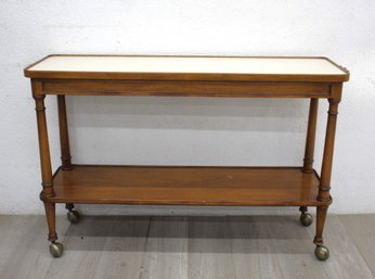 Classic Wooden Console Table With Rolling Casters