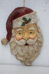 Vintage Large Santa Claus Face Head Wall Hanging Christmas Glitter Mache