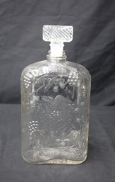 Vintage Glass Decanter With Ornate Vineyard Embossing-12'h