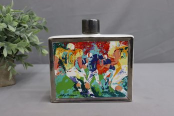 LeRoy Neiman Ceramic Whiskey Bottle With Football Painting On It