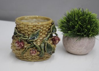 Majolica Vase With Flowers