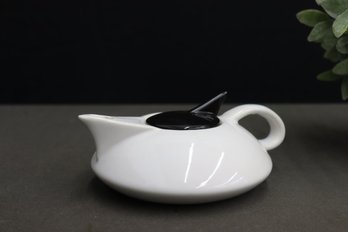 Vintage 80s Post-Modern White & Black Teapot