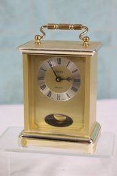 West German Linden Brass  Case Pendulum Carriage Mantle Clock