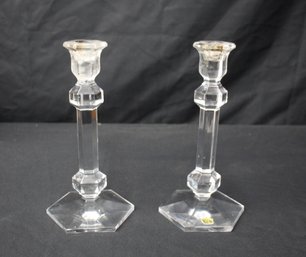 Pair Of Light Candlestick Gardenia By Val St Lambert