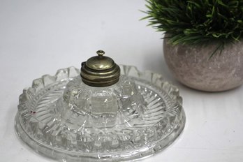 Vintage Round Glass Inkwell