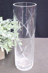 Tiffany Lead Crystal Criss-Cross Column Vase