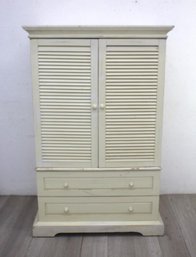 Pottery Barn Distressed White Media Cabinet Armoire