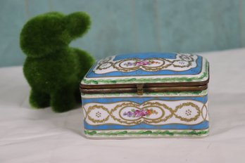 Vintage Dresden Porcelain Hand-Painted Enamel Trinket Box