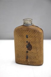 Vintage Leather Covered Glass Hip Liquor Flask