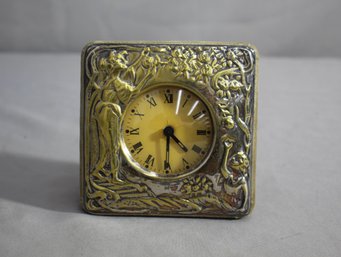 Art Deco Vintage Velvet Cased Dresser Clock - Untested