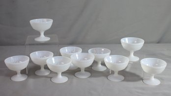 Mid-century White Opalescent Milk Glass Coupes