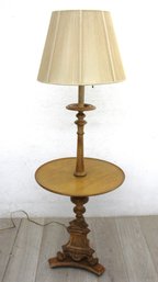 Charming Vintage Table Lamp With Rope Shade And Wooden Base