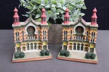 Two Painted Mini Models Of Jubilee Synagogue Prague Czech Republic