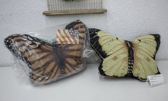 Two (2)Vintage 90s Butterfly Pillows
