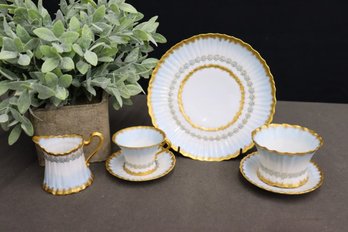 Walmar German Porcelain Gold Edge Creamer/Sugar Set With Cup Saucer And Plate